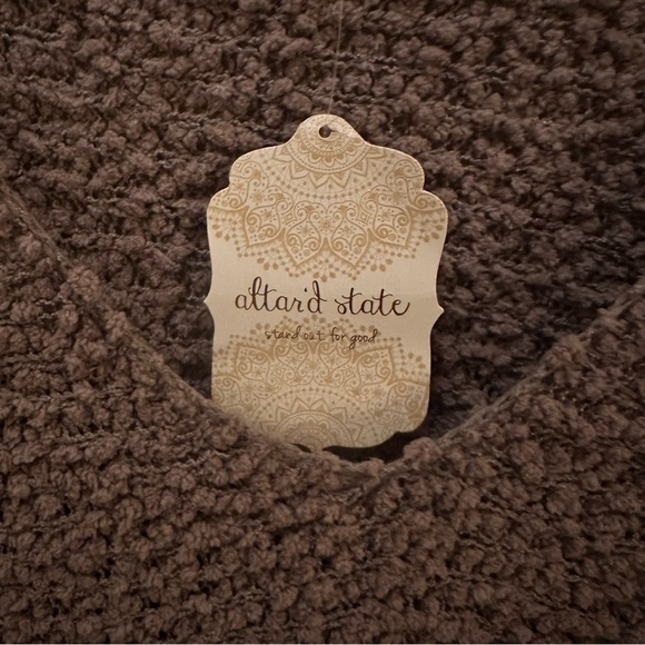 Altar’d State Mocha Mousse Brown Off Shoulder Sweater-S Cozy Cottagecore Relaxed - Picture 4 of 9